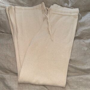 Organic Basics Wide Leg Knit Pants in Cream
